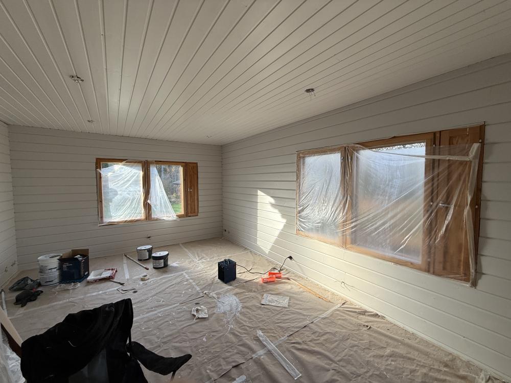 Hirsimökin sisämaalaus