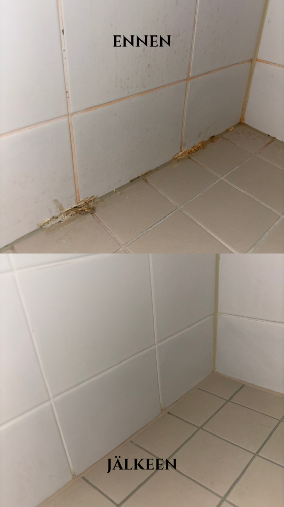 Kylpyhuoneen syväpuhdistus ja Silikonisaumojen vaihto