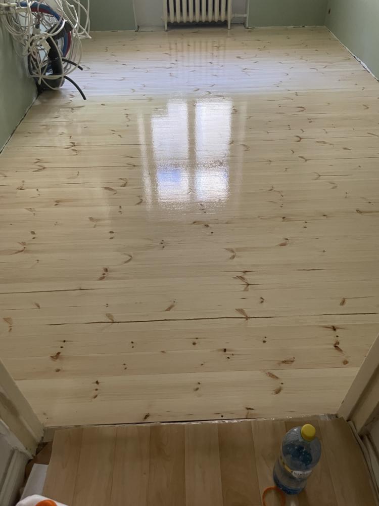 Lankkulattia hionta/valkolakkaus 20m2