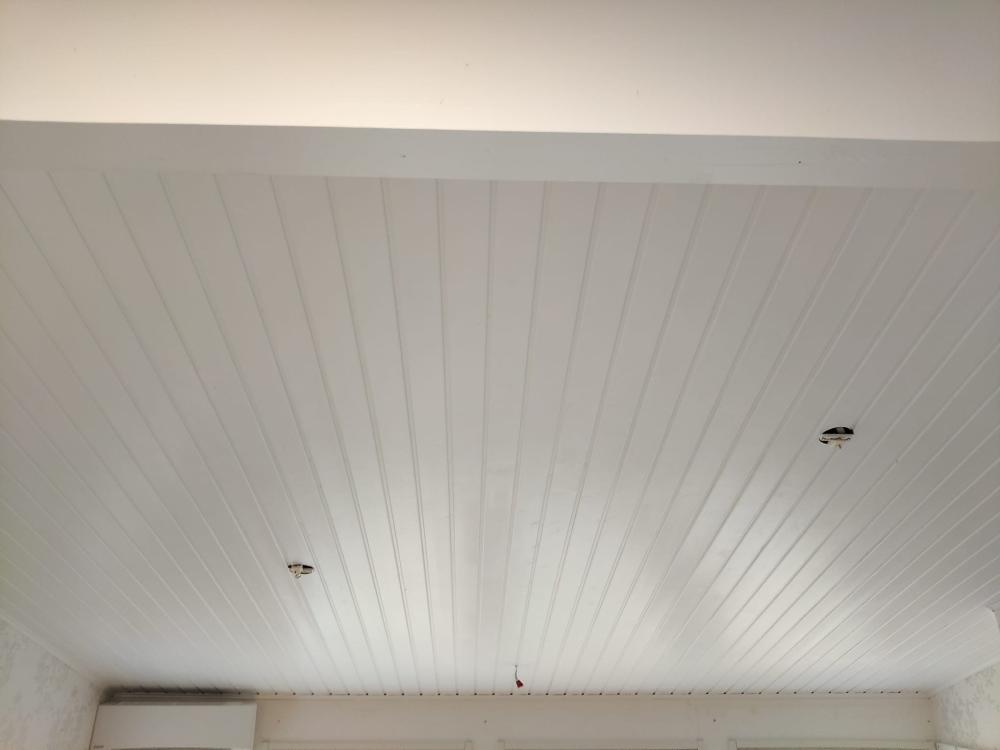 Olohuoneen paneelikaton maalaus noin 25m2