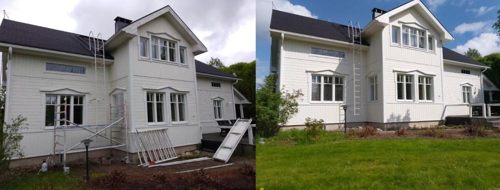 2-kerroksisen omakotitalon huoltomaalaus