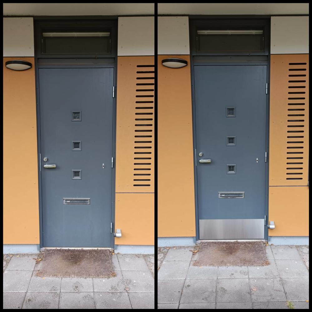 Potkupeltien asennus taloyhtiön ulko-oviin