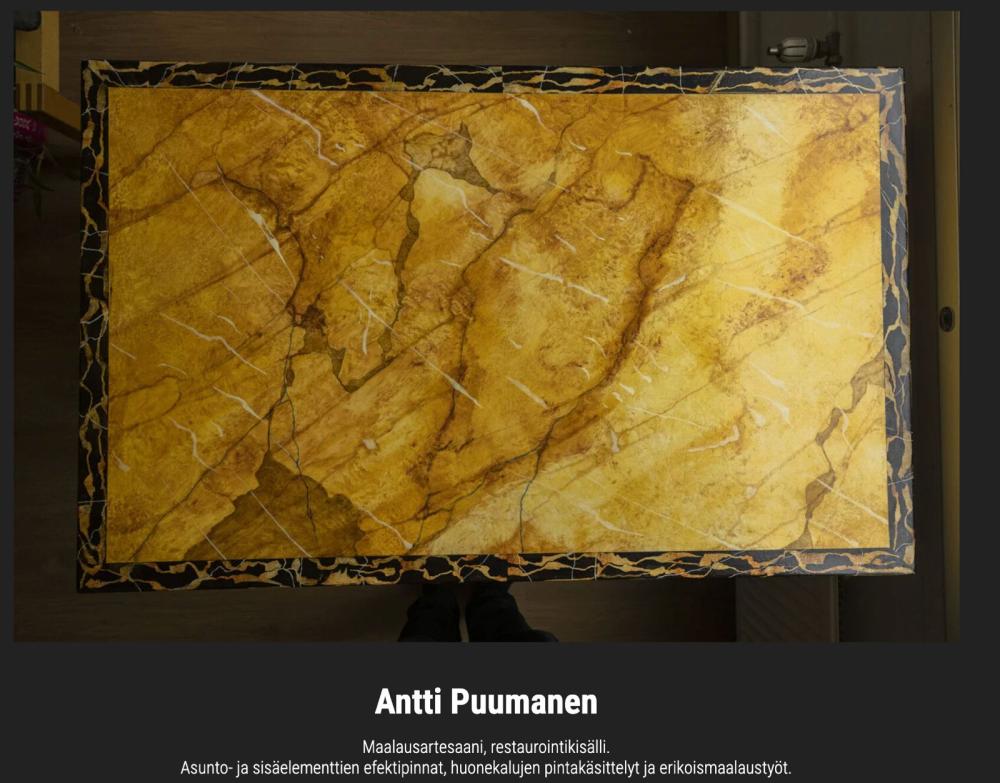 Artekin pöydän pöytälevyn 120 x 75cm.Marmorointi työ.