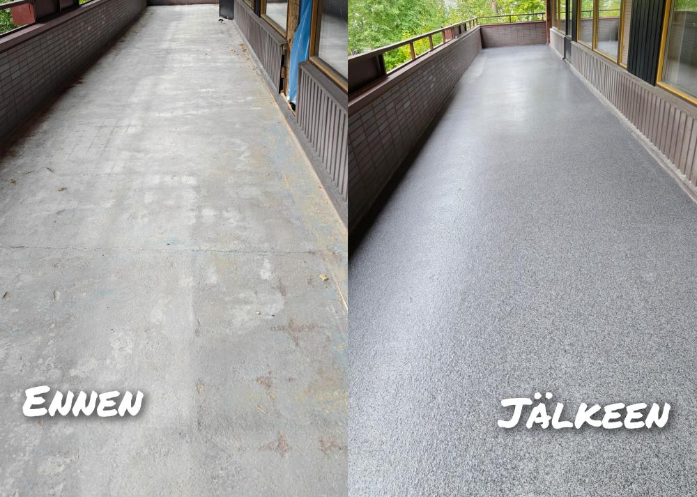 Parveke Akryylili hiertomassalla 70m2