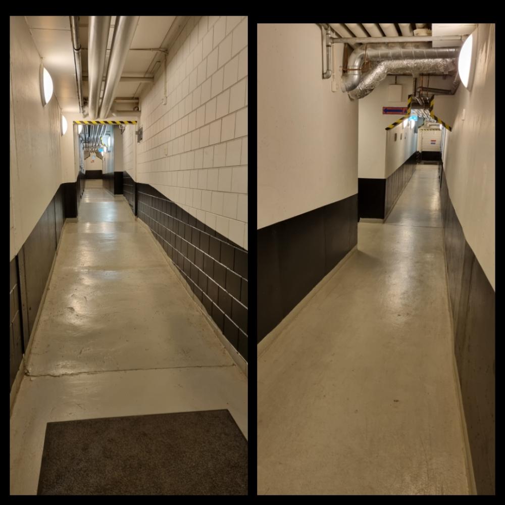 Kerrostalon kellarikäytävän maalaus