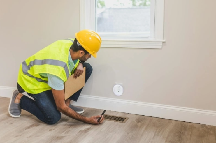 LVI-urakoitsija paikantamassa sisäilmaongelmaa